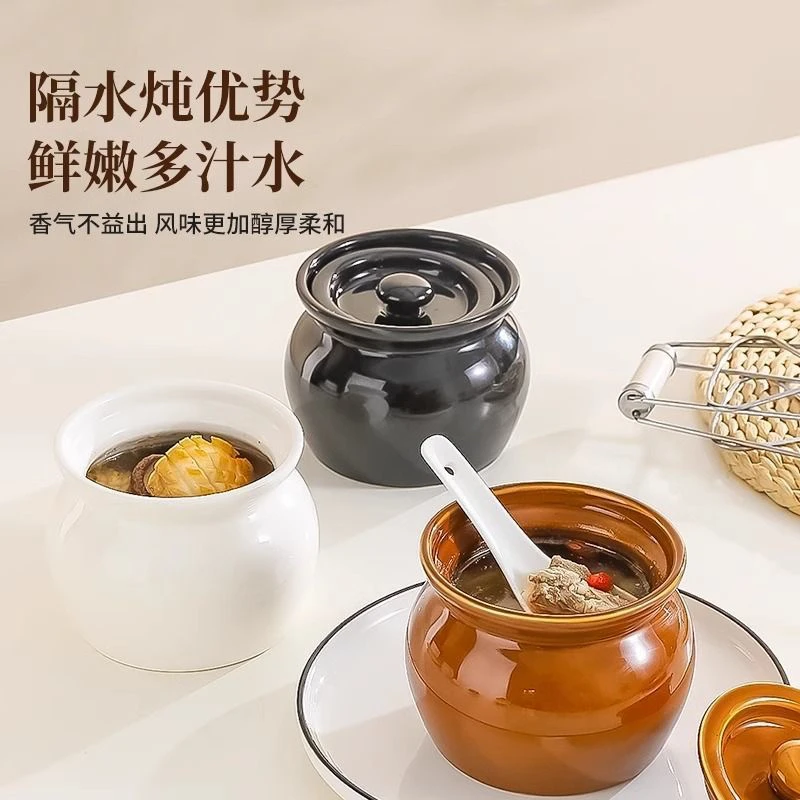 隔水炖瓦罐炖盅一人份炖罐带盖汤罐沙县小吃陶瓷煨汤汤盅厂家直销