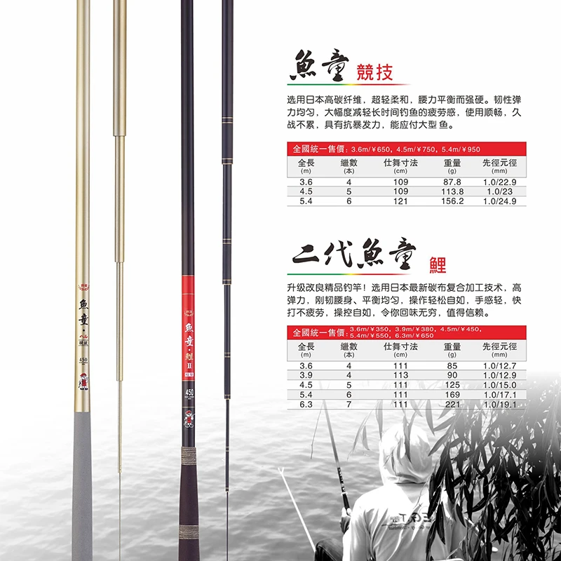 A南北二代鱼童鱼竿鲫鱼野钓超轻杆轻量鲤28调台钓
