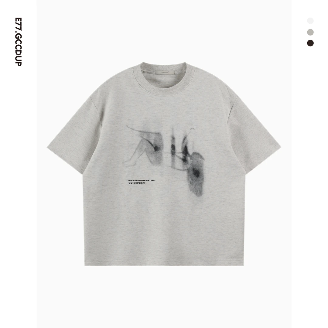 GCCDUPE77夏季抽象人物短袖圆领休闲百搭情侣潮流时尚情侣T恤8257