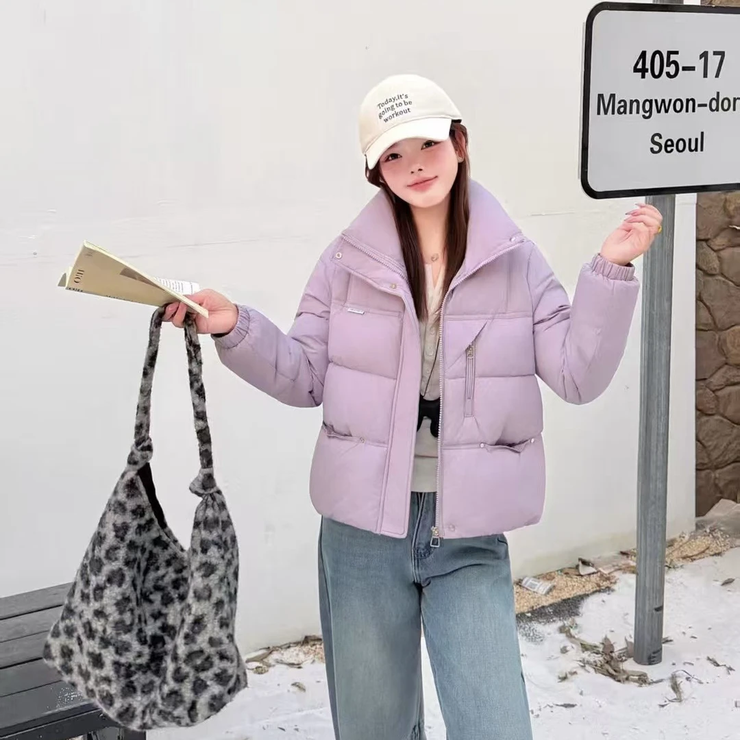 爱优品 ［暖柠］冬季新款时尚纯色小个子洋气显瘦保暖棉衣