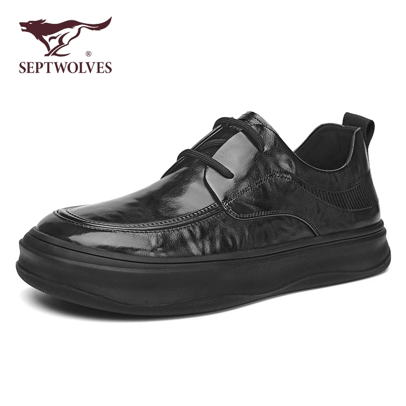 七匹狼休闲皮鞋男款2025新款秋季百搭通勤商务正装厚底增高德比鞋