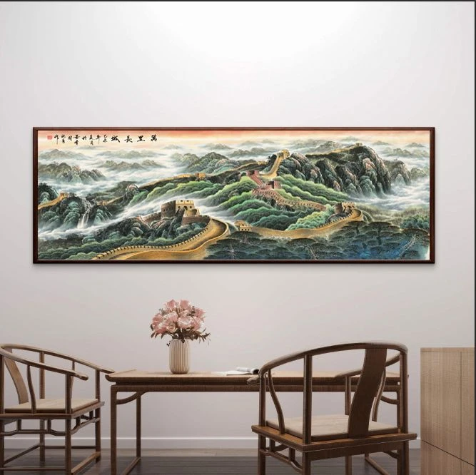 176-62*185万里长城国画适合客厅办公室装饰酒店大厅的山水装饰画