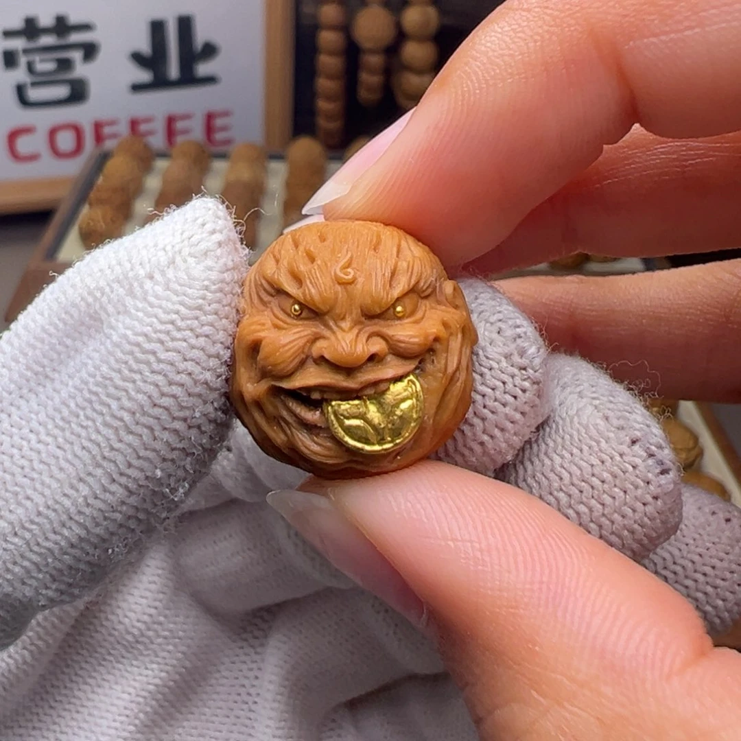 猴头核桃把件精修镶嵌金18➕尺寸全品有正常封口线