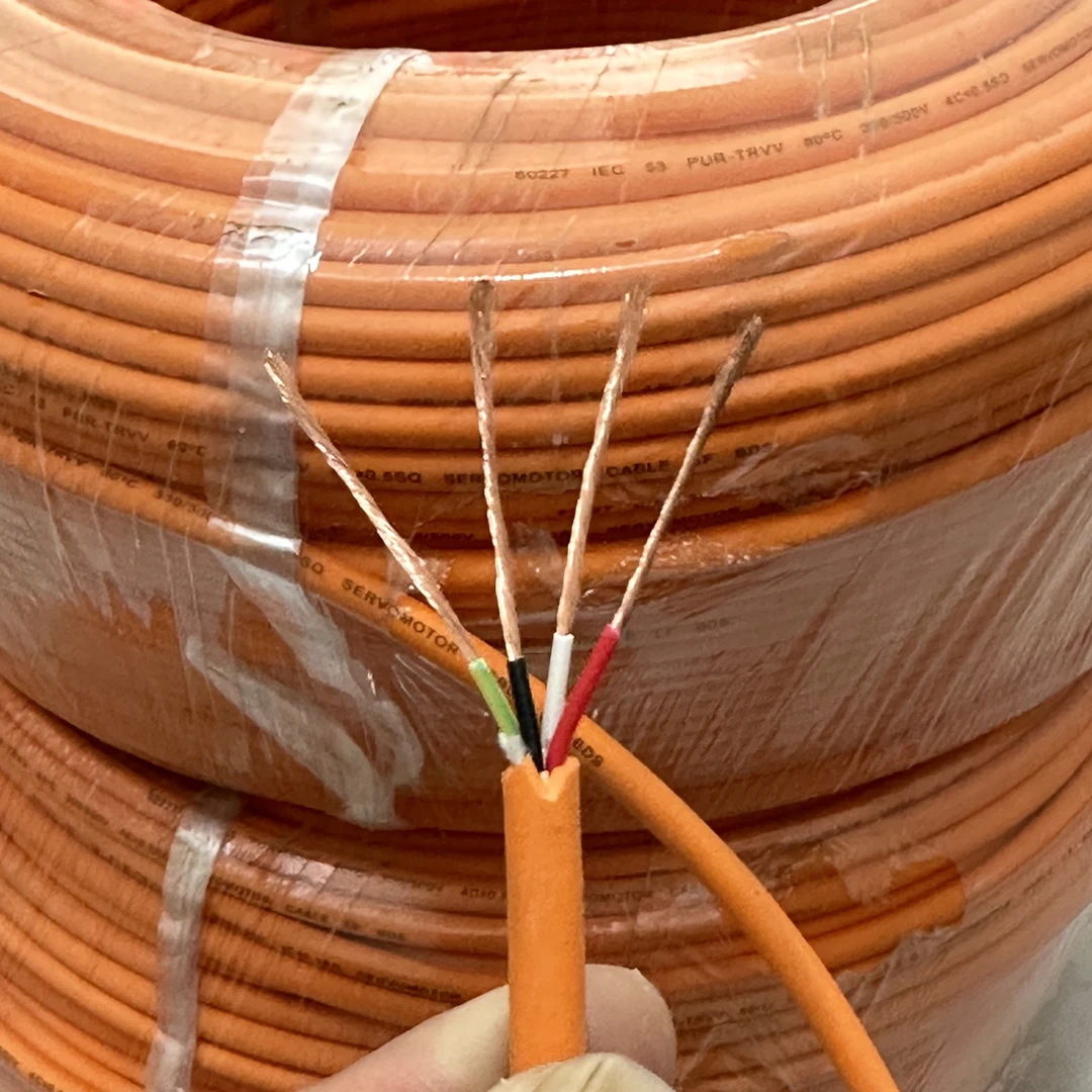 进出口旧货4X0.5平方橘黄色聚氨酯电线【磨砂皮 拖链旧电线】