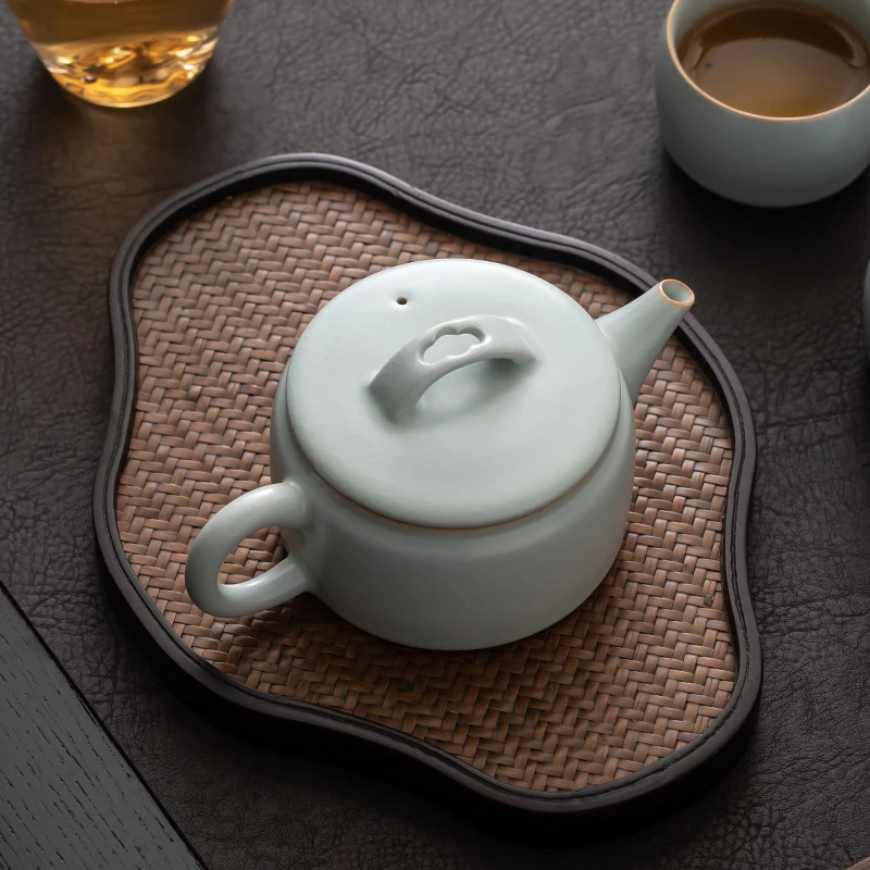 徐宝苗汝瓷手工复古参禅汉瓦壶陶瓷单壶天青泡茶壶家用创意简约