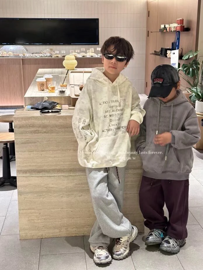 男童冬季加绒卫衣一体绒奥利绒98176 百搭连帽宽松休闲时尚韩版潮