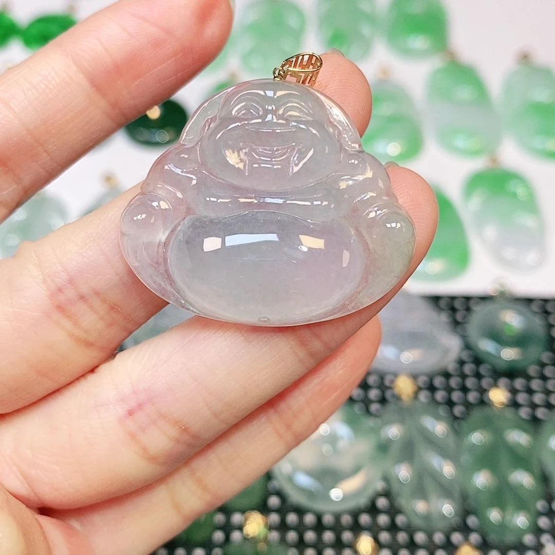 翡翠吊坠(不含链)18K金镶嵌
