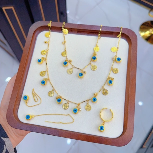 钛钢亚克力项链 爱纳扎尔0529022不易掉色时尚百搭新款手工三件套