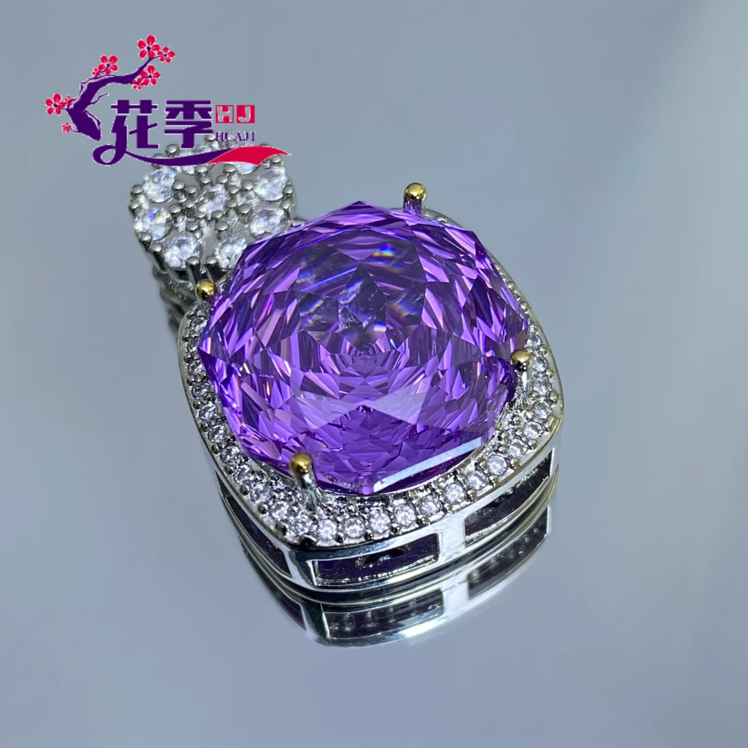 【花季】 原创炫紫玫瑰切强荧光吊坠ML195