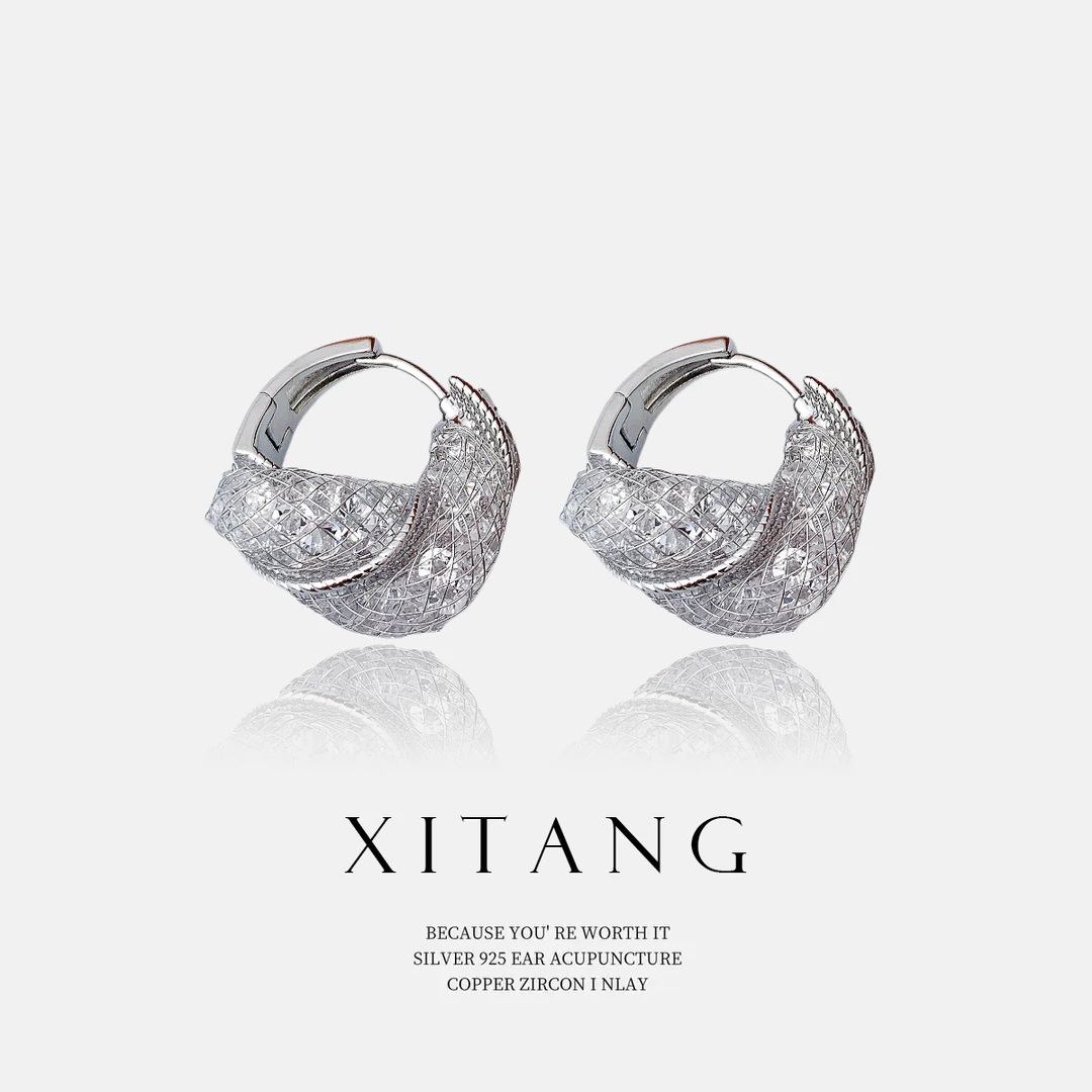 XITANG 925银针【浣纱灵韵】法式个性耳钉耳环耳坠8426