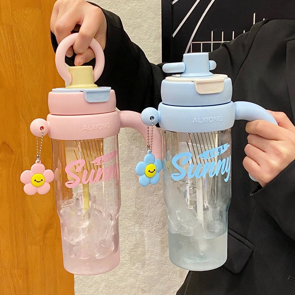 高颜值新款大容量2025学生夏季便携塑料吸管水杯双饮外出情侣ins