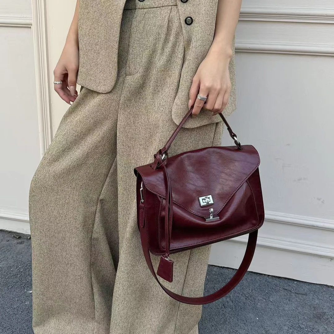 新款时尚百搭高级感单肩斜挎手提西梅紫88222