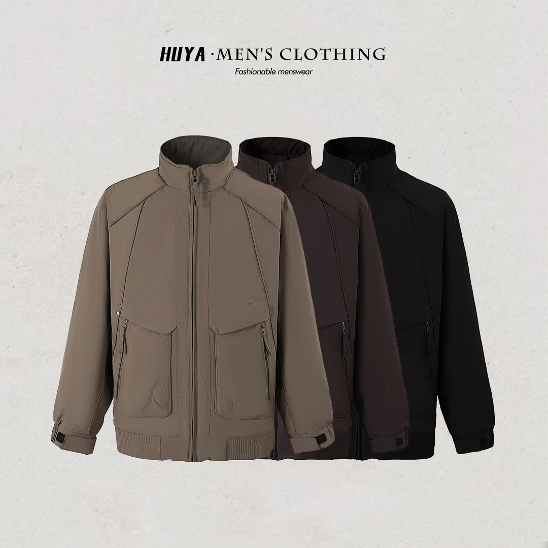 【虎牙兄弟】冬季复古百搭立领加厚棉服夹克衫休闲纯色外套男LT606