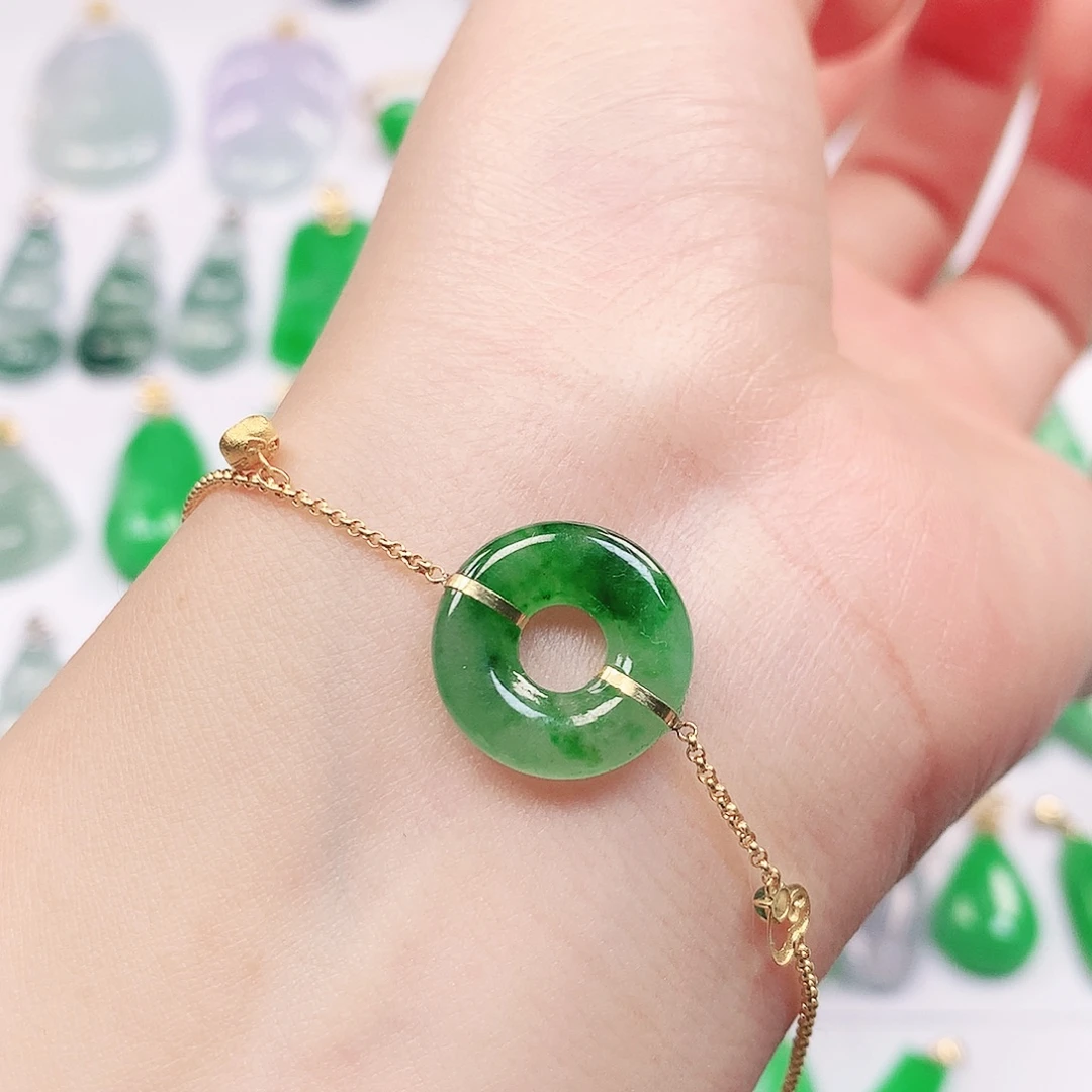 翡翠18K金镶嵌吊坠(不含链)