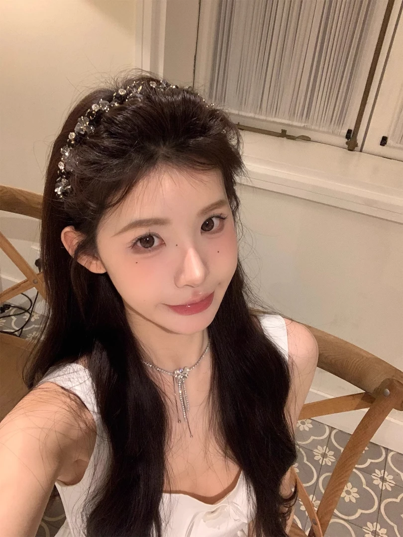 韩系精致轻奢重工水钻波浪发箍女高级感带齿防滑高颅顶头箍发卡