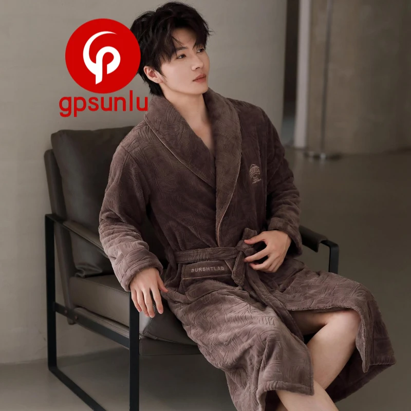 【高端小众】睡袍男冬天保暖法兰绒加厚浴袍冬季珊瑚绒加绒睡衣宽松