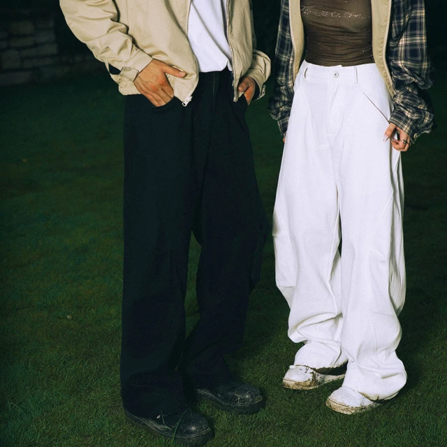 SOSTINE「弧形弯刀  加厚」美式牛仔裤男宽松长裤阔腿拖地裤