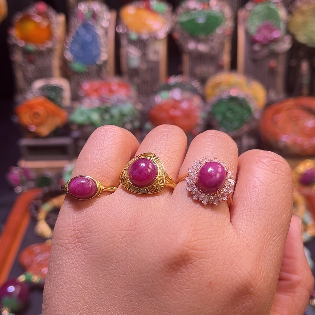 红宝石戒指未镶嵌开播福利天然红宝石银戒指（任选一）