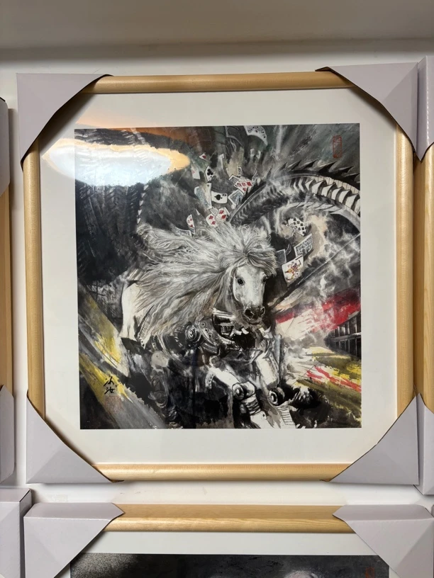 大艺儿版画扑克马装饰画客厅玄关挂画47*47cm