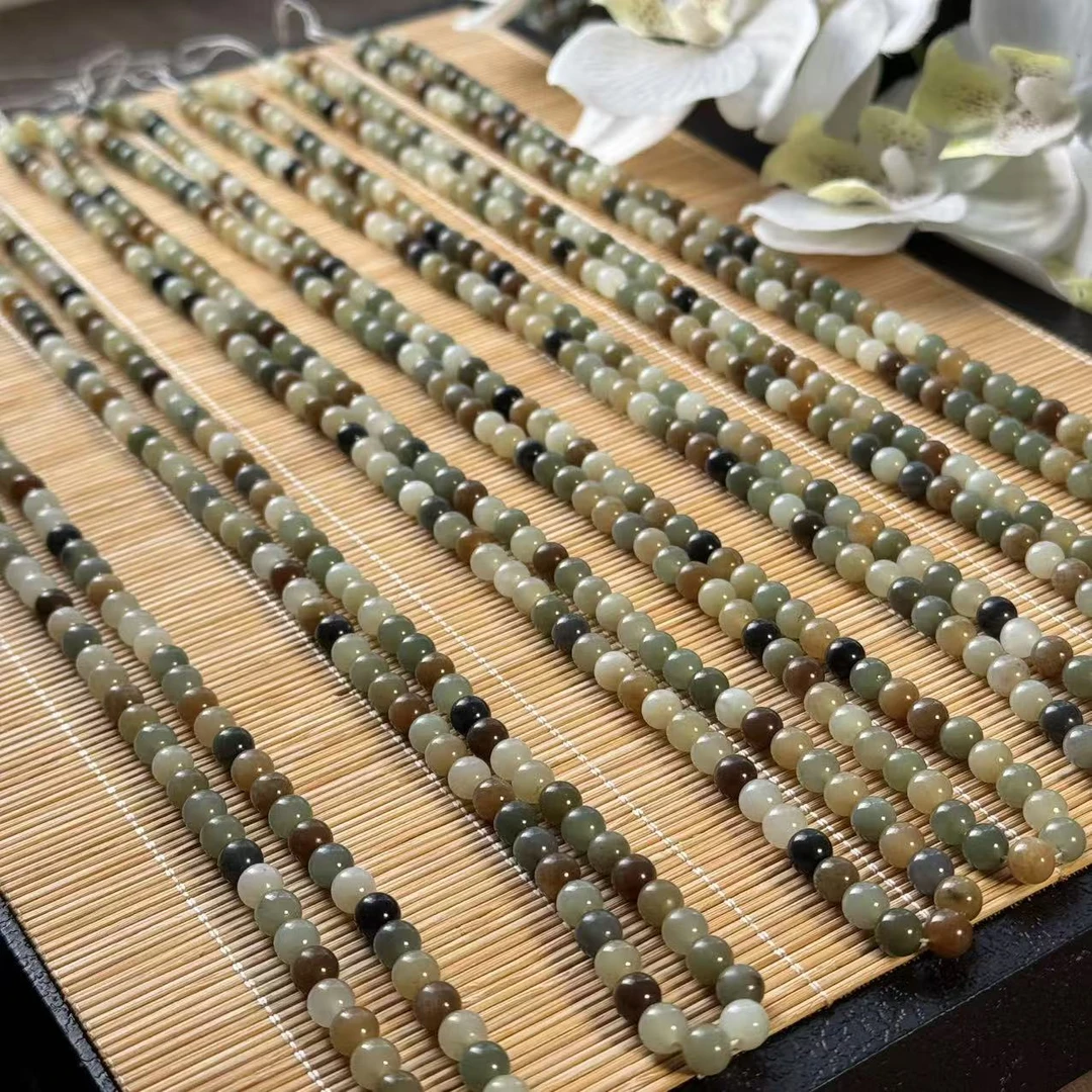 和田玉楼兰三彩108珠串6mm项链【多样性发货拍一发一】长链素款