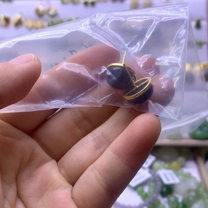 和田玉银S925镶嵌耳饰