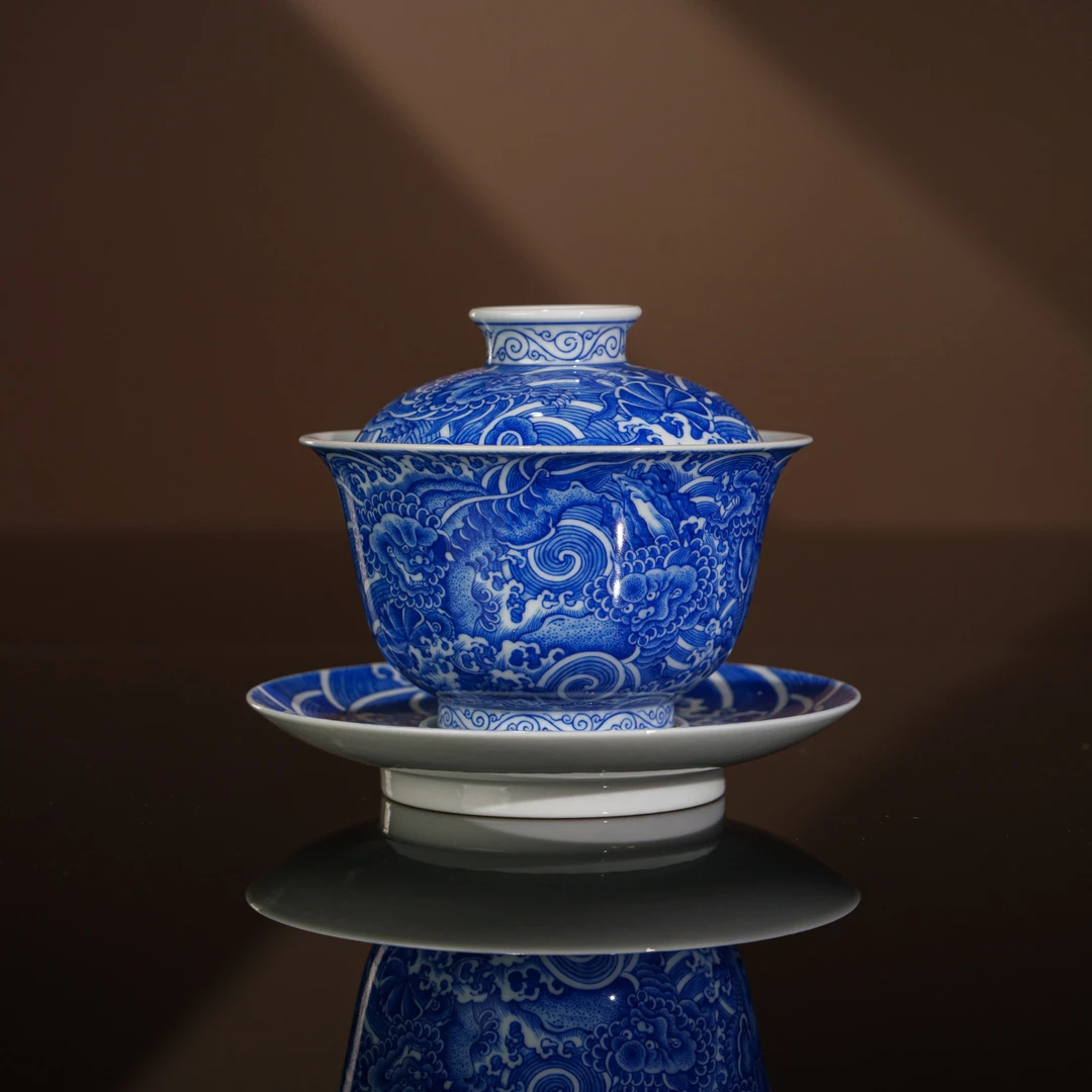 问山 狮子三才盖碗