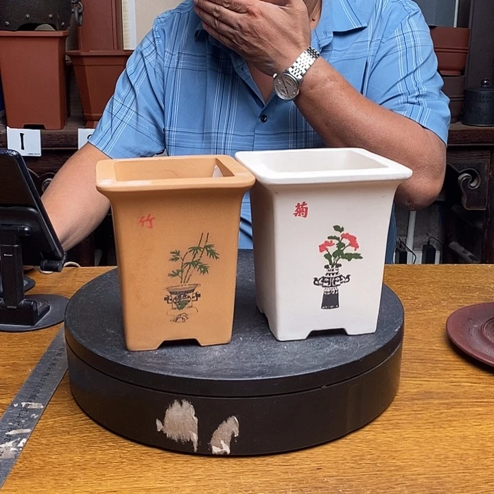 紫砂花盆货号一只放盆