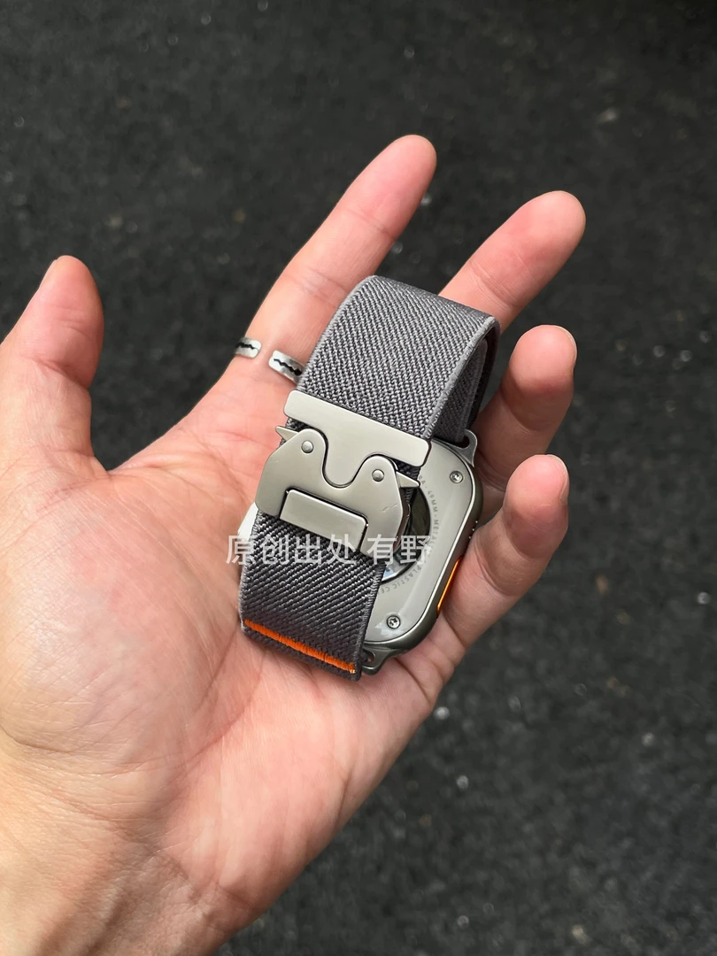 深空灰编织尼龙降落伞适用苹果手表表带ApplewatchS109876ultra12