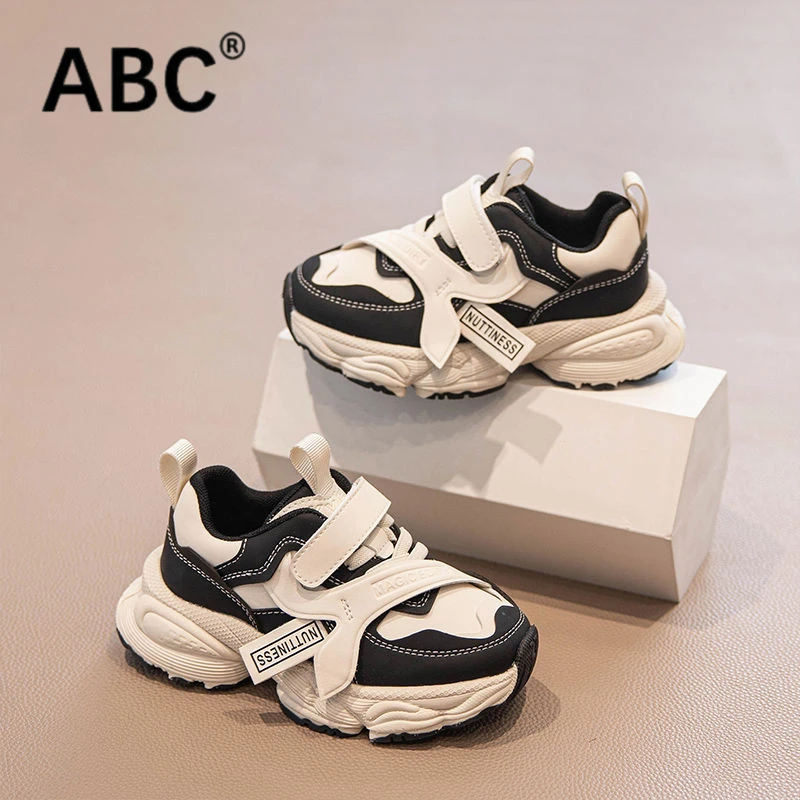 ABC男童老爹鞋2025年春季新款儿童鞋子防滑透气黑色运动鞋女童鞋