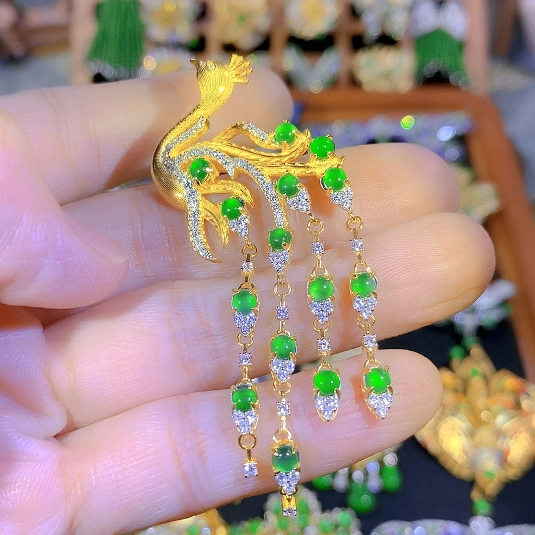 吊坠(不含链)银S925镶嵌翡翠