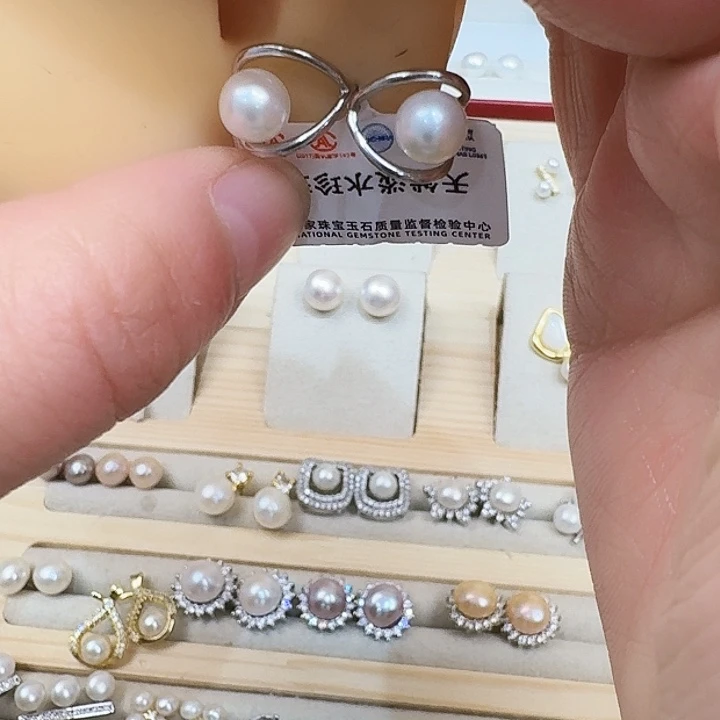 淡水珍珠耳饰银S925镶嵌