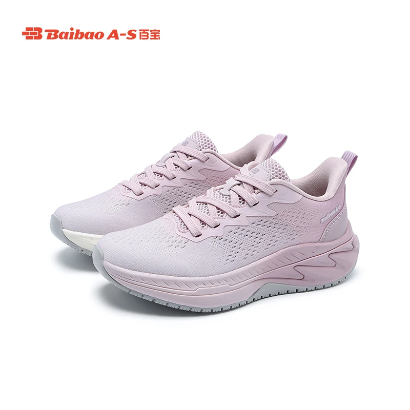 百宝新款防滑鞋春夏季女鞋减震跑步鞋厚底休闲跑鞋轻便软底运动鞋