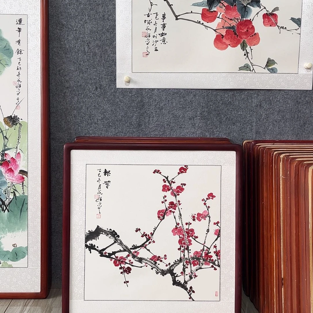 国画书画作品带框63×63