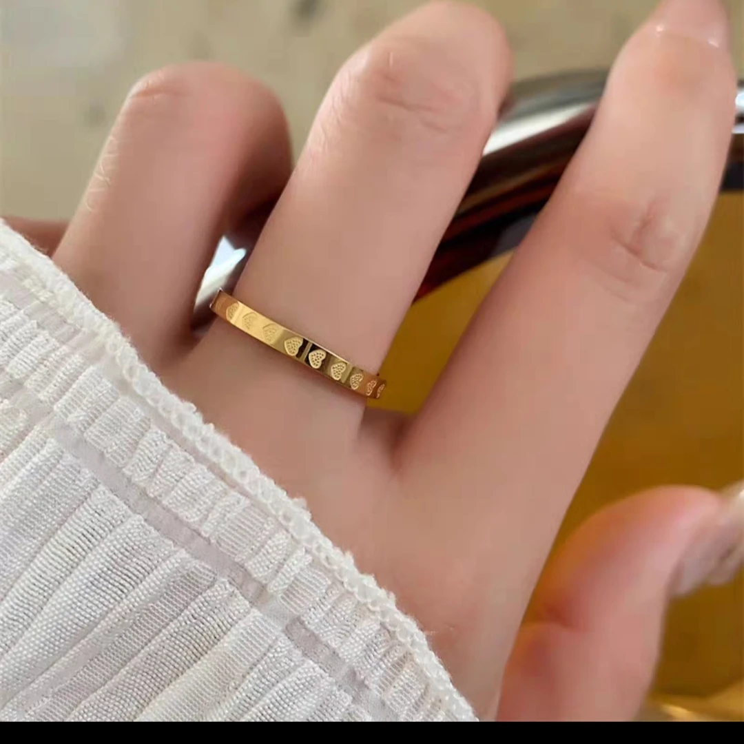 合金戒指 【高端定制】新款简约满圈爱心时尚个性指环