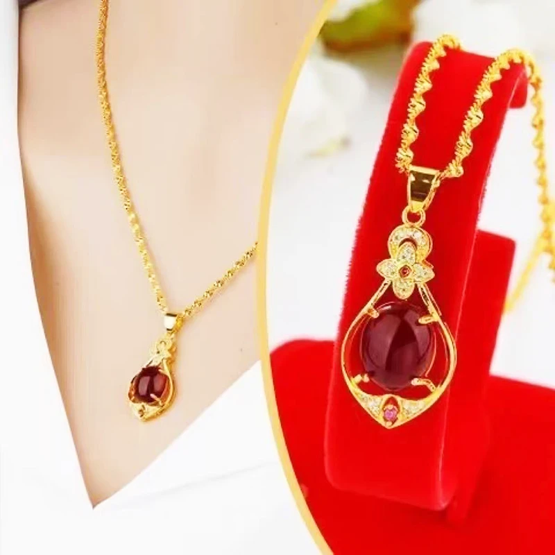 铜合金玻璃项链 水钻项链女时尚爆款轻奢气质颈链高级感潮锁骨链