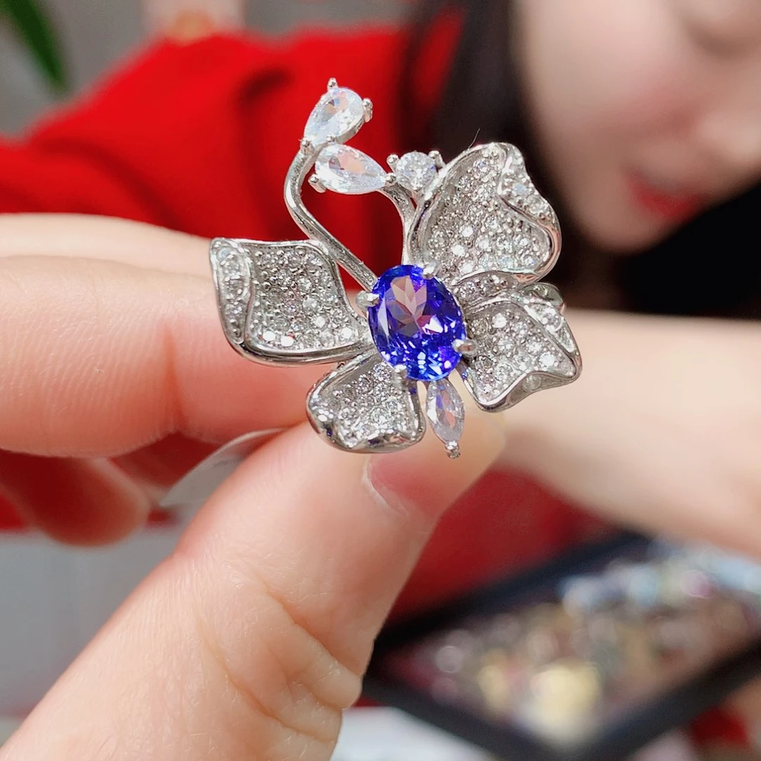 坦桑石戒指银S925镶嵌