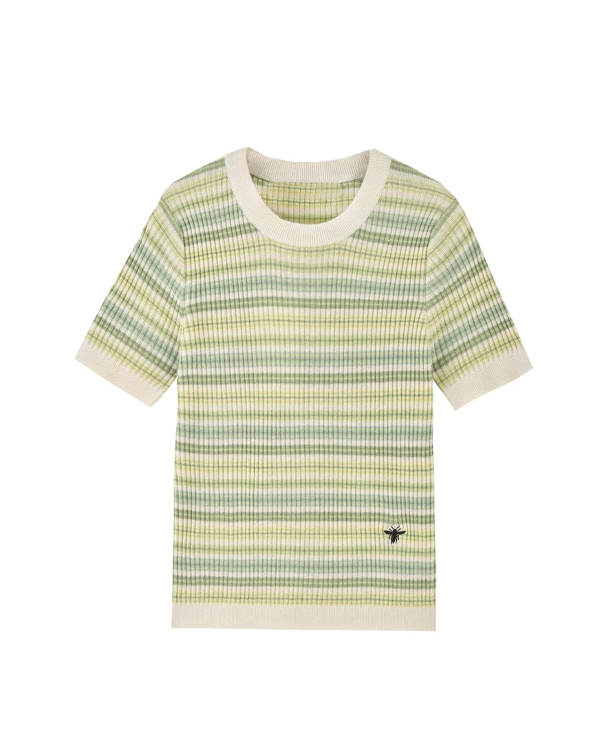 ICCLEK 撞色圆领针织短袖 气质 时尚 套头 -2511