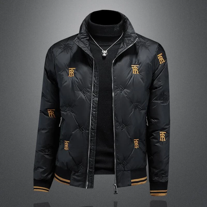 博利凯葆碟刺绣羽绒服男士大码加厚潮流2025冬季新款高端欧洲站