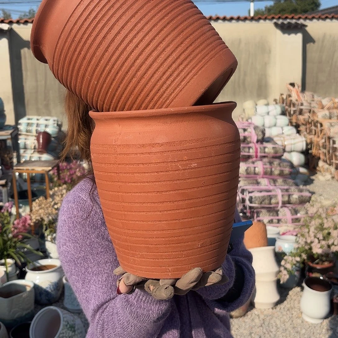 口径21高24两个红陶