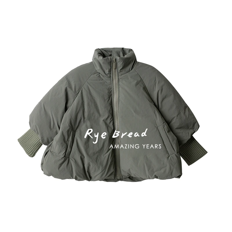 ryebread/黑面包童装 韩系白鸭绒宽松男小童连帽保暖羽绒服4冬