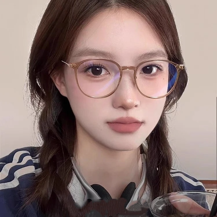 超轻冷茶色近视眼镜框女可配度数防蓝光高端上档次近视眼镜86037