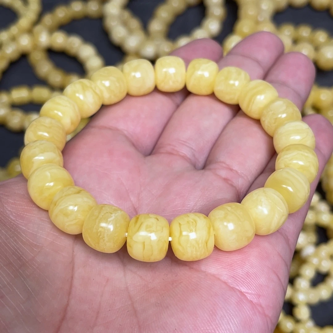蜜蜡未镶嵌裸石虎皮纹千层雪蜜蜡手串11.5mm