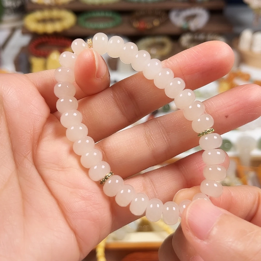 和田玉18K金镶嵌手链