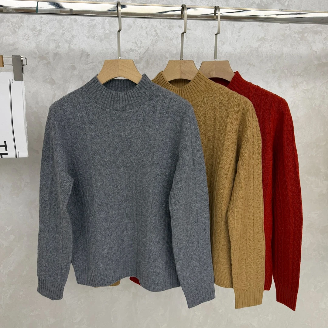 #昊涵HAOHAN# 100%纯羊毛 无缝一体加厚半高领针织羊毛衫 LB-2529