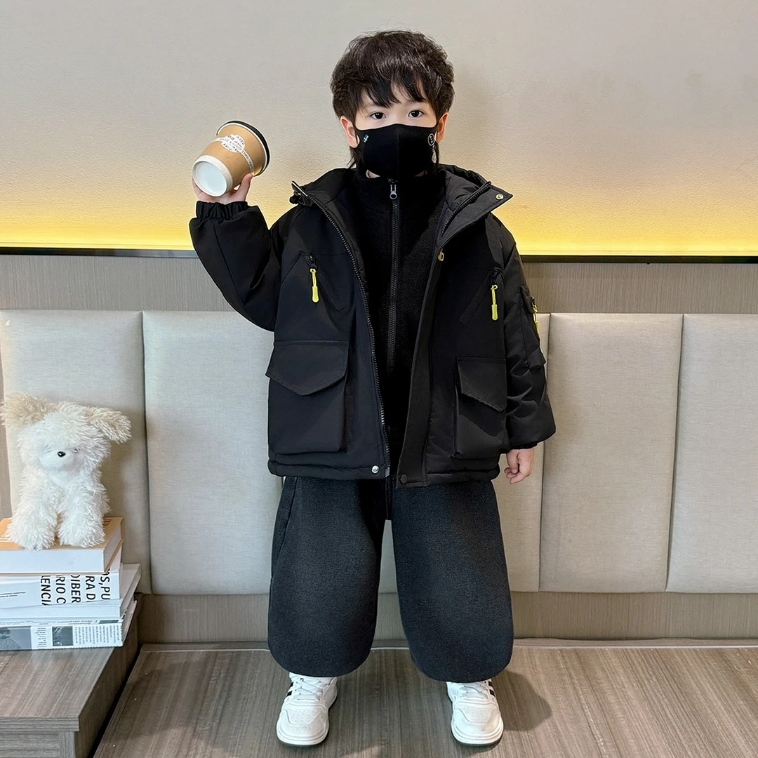 男童加绒加厚棉袄外套冬季2025新款儿童三合一冲锋衣帅气宝宝棉服