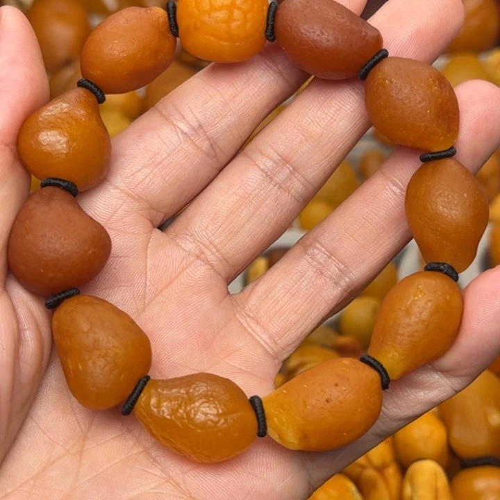 琥珀未镶嵌裸石天然蜜蜡手串