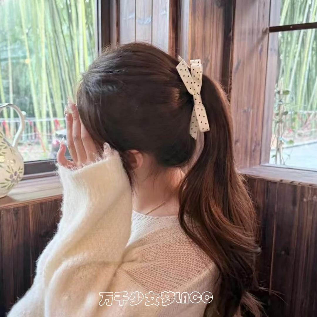 韩版少女发夹温柔波点蝴蝶结香蕉夹百搭抓夹巨显发量盘发头饰