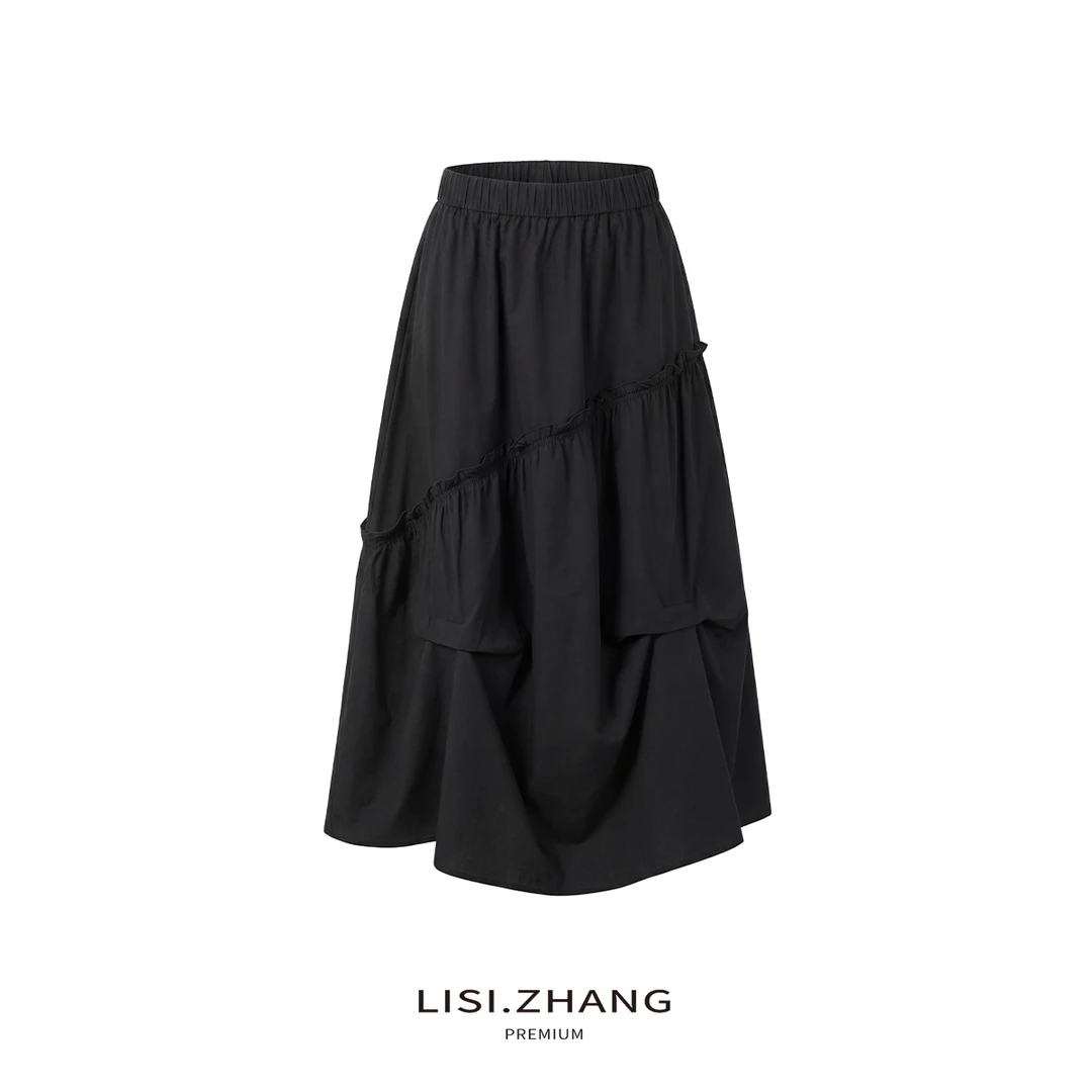 LISI.ZHANG--【立体加绒半身裙】时尚感炸街百搭立体压褶A字长裙
