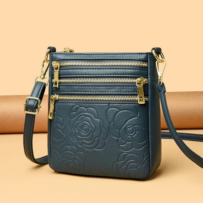 正品玫瑰袋鼠皮包手机包女2025新款软皮斜挎包百搭单肩女士小包包