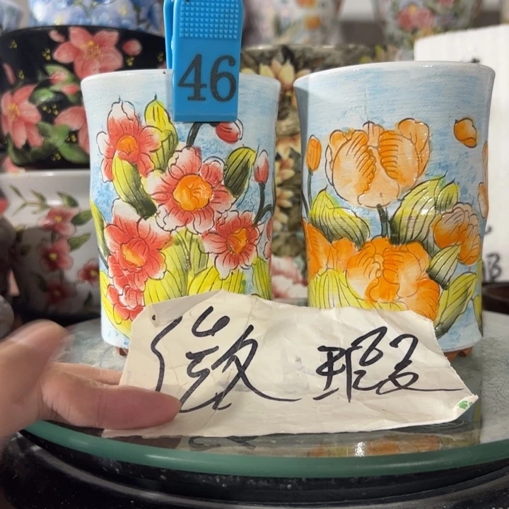 景德镇手绘花盆满38包邮偏远地区除外